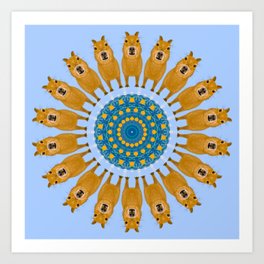 Capybara Onsen Mandala Design Art Print