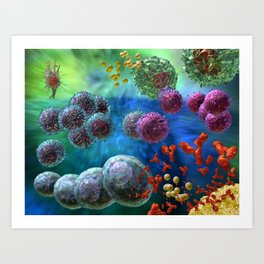 Immune Response With Antibodies Art Print