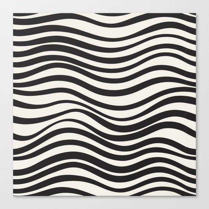 Wavy Lines Black And White Canvas Print By Lebensartdesign Society6