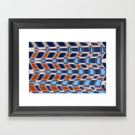 Blue And Red Geometric Wave Line Art Framed Art Print