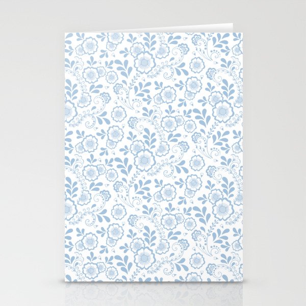 Pale Blue Eastern Floral Pattern Stationery Cards