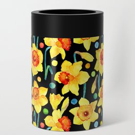 Yellow Daffodils with a Black Background Can Cooler