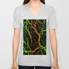Cracked Space Lava - Green/Orange V Neck T Shirt