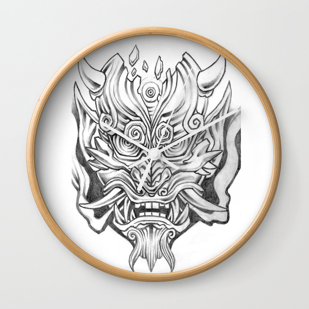 Get Wallpaper Japanese Oni Mask Design Wall Clock By Dnlribeiroart Society6 Free