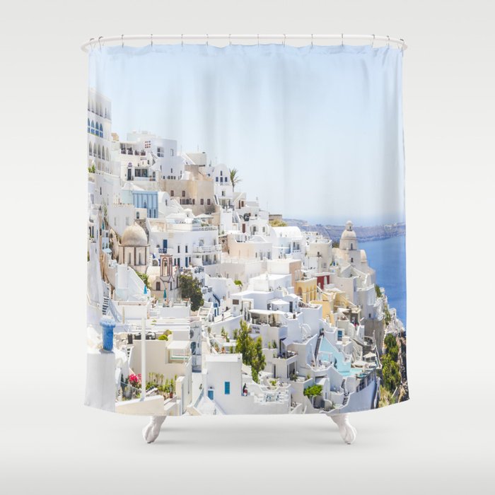 Fira Santorini Greece Shower Curtain By Prettyplacesphotography Fira Santorini Greece Shower Curtain