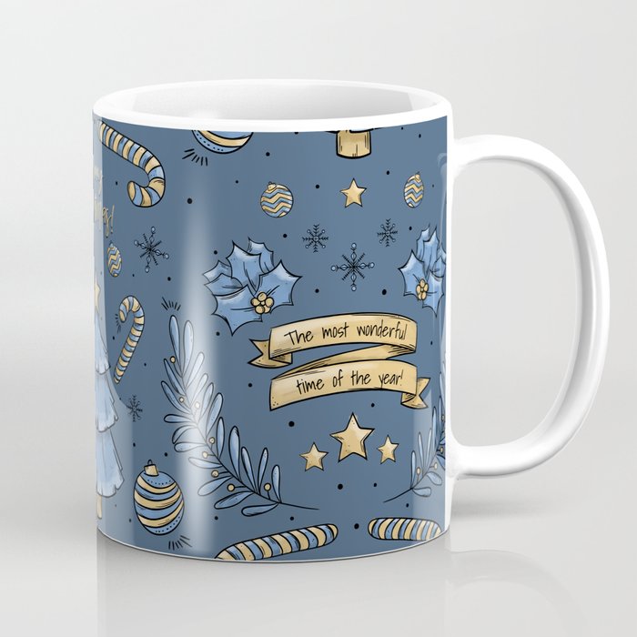 Gold & Blue Christmas Coffee Mug