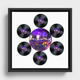 Disco Record Flower Framed Canvas