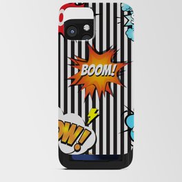 65 MCMLXV Cosplay Boom! Pow! Comicbook Speech Bubbles Striped Pattern iPhone Card Case