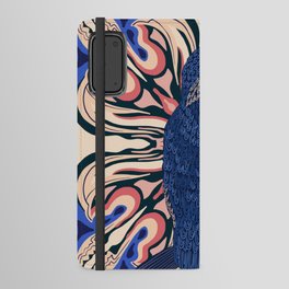 Gorgeous Kingfisher sitting on branch with patterned background Android Wallet Case