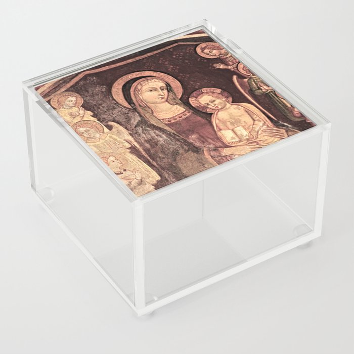 Madonna and Child Gothic Fresco Painting Acrylic Box