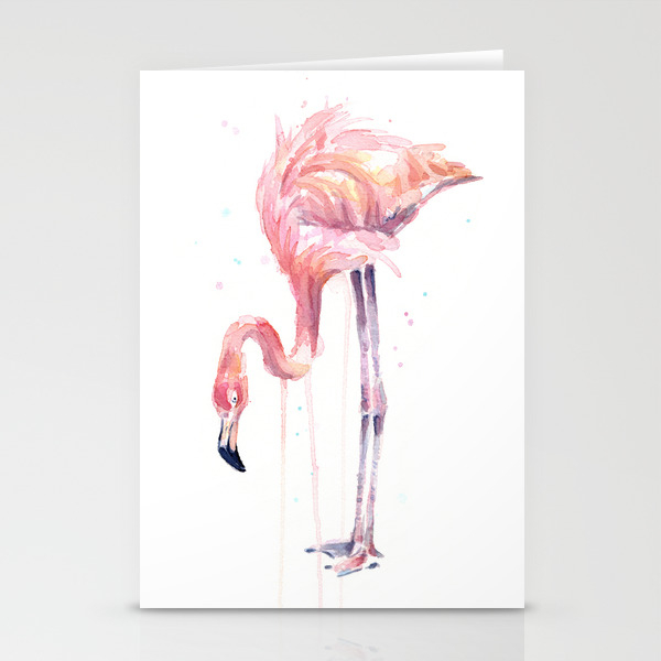 Flamingo Watercolor Painting Pink Tropical Birds Facing Left