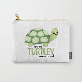 You Are Turtley Awesome! Carry-All Pouch | Turtlepun, Quote, Funny, Iloveyou, Funnysaying, Love, Drawing, Turtle, Green, Lovegift 