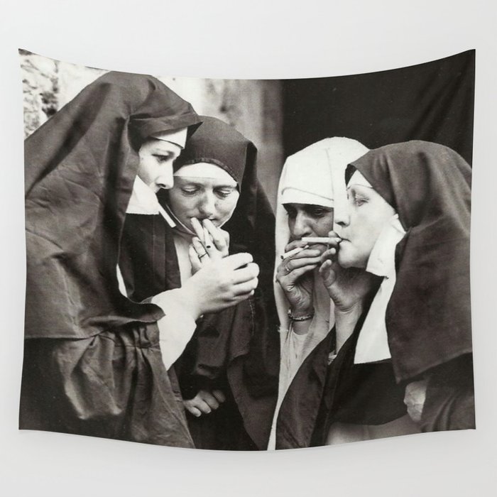 Nuns Smoking Wall Tapestry