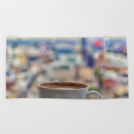 Great Britain Photography - Coffee By The Outstanding City View Beach Towel