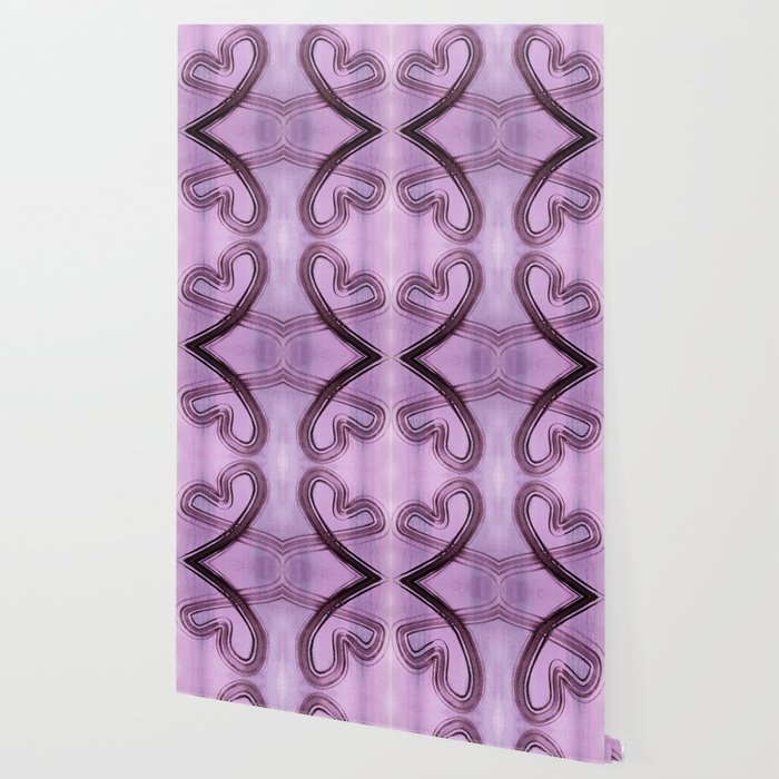 Heart-shaped lines on purple background Wallpaper