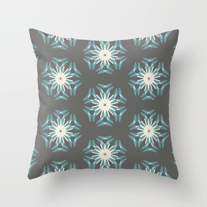 Modern Star Flower Pattern Artwork 02 Nordic Color 02 Throw Pillow