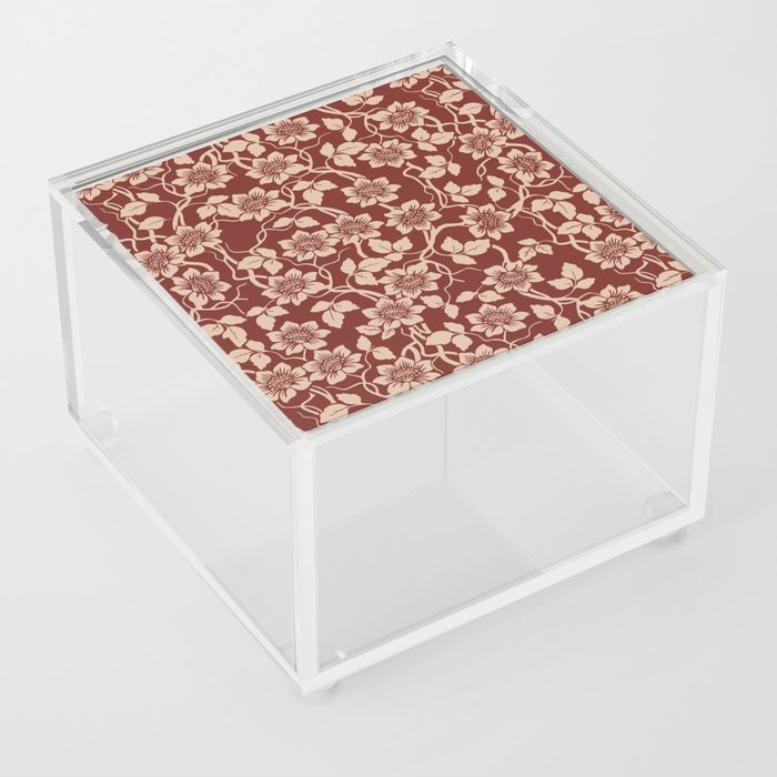 Heritage Floral Pattern  Red and Cipria Acrylic Box