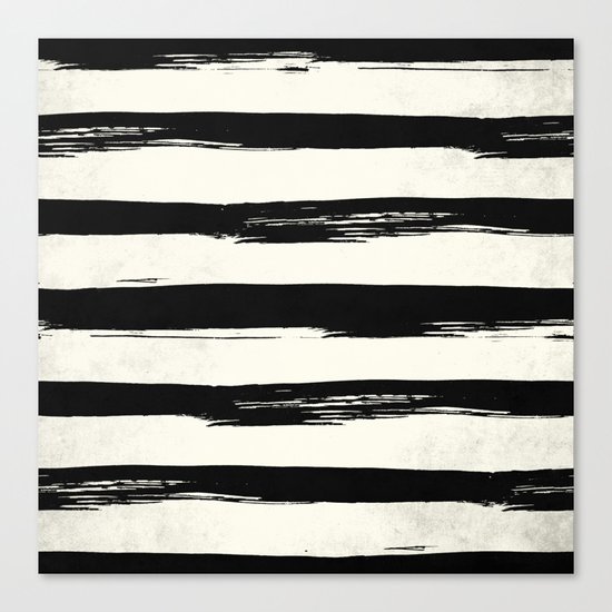 Tribal Paint Stripes Black and Cream Canvas Print