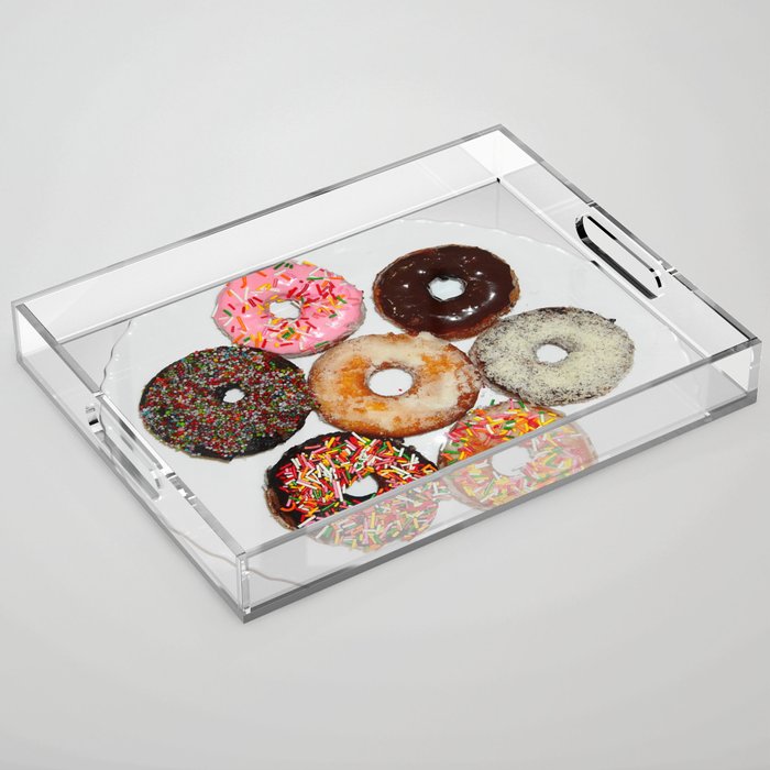 Homemade various dish of frosted donuts; can't eat just one kitchen and dining room home and wall decor Acrylic Tray