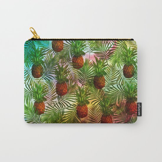 Pineapples - Tropical fruit watercolor illustration pattern Carry-All Pouch