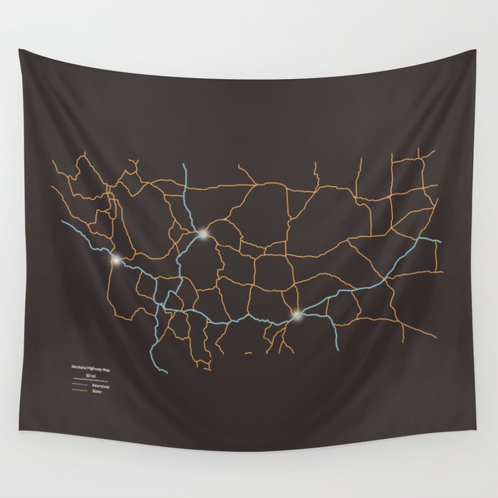 Montana Highways Wall Tapestry