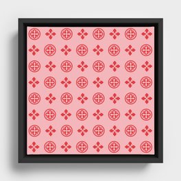 Flourish Pattern | Cute Pink and Red Floral Texture | Geometric Flowers Framed Canvas