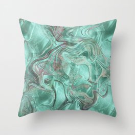 Mint Gem Green Marble Swirl Throw Pillow