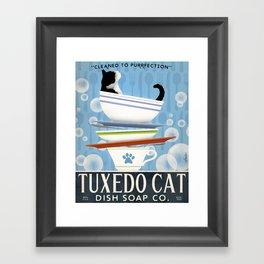 dish soap cat tuxedo kitchen decor art  Framed Art Print