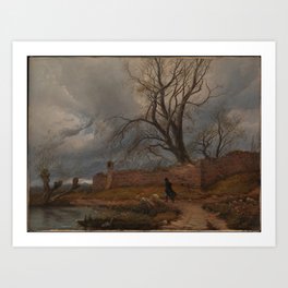 Wanderer in the Storm , julius von Leypold Art Print