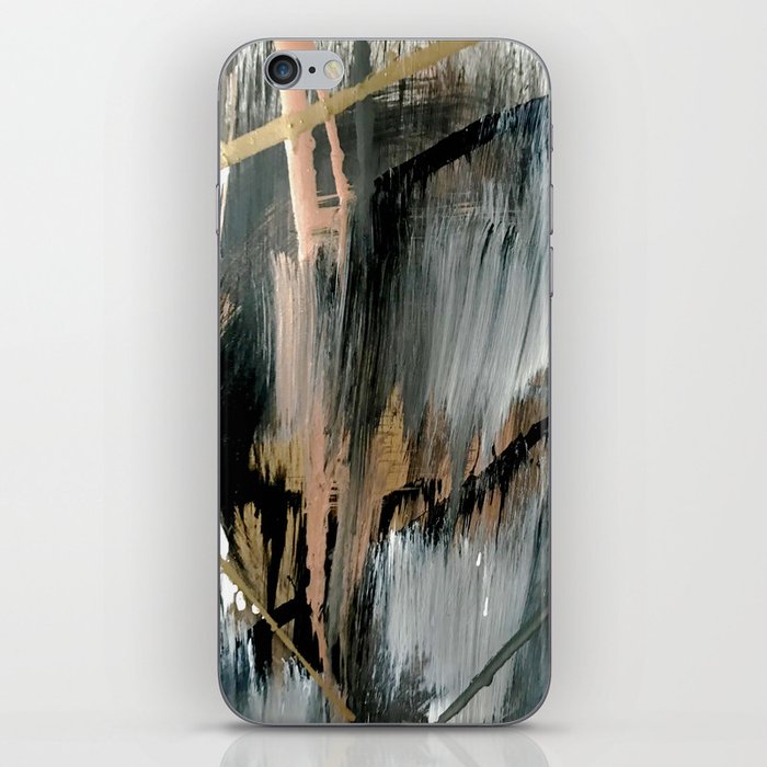 01025: a neutral abstract in gold, black, and white iPhone Skin
