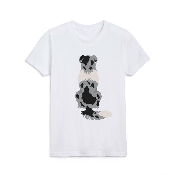 Australian Shepherd Black White Backside Kids T Shirt