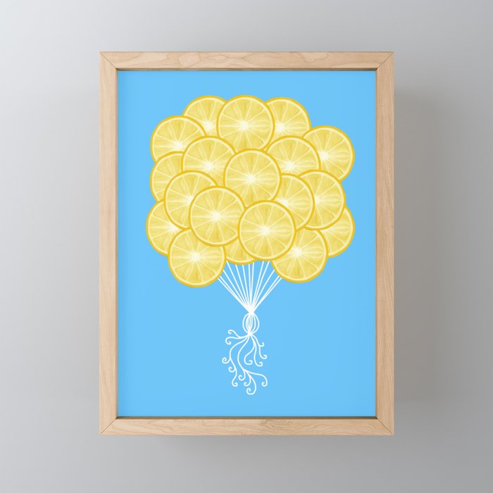 Yellow Lemonade Citrus Balloons Framed Mini Art Print