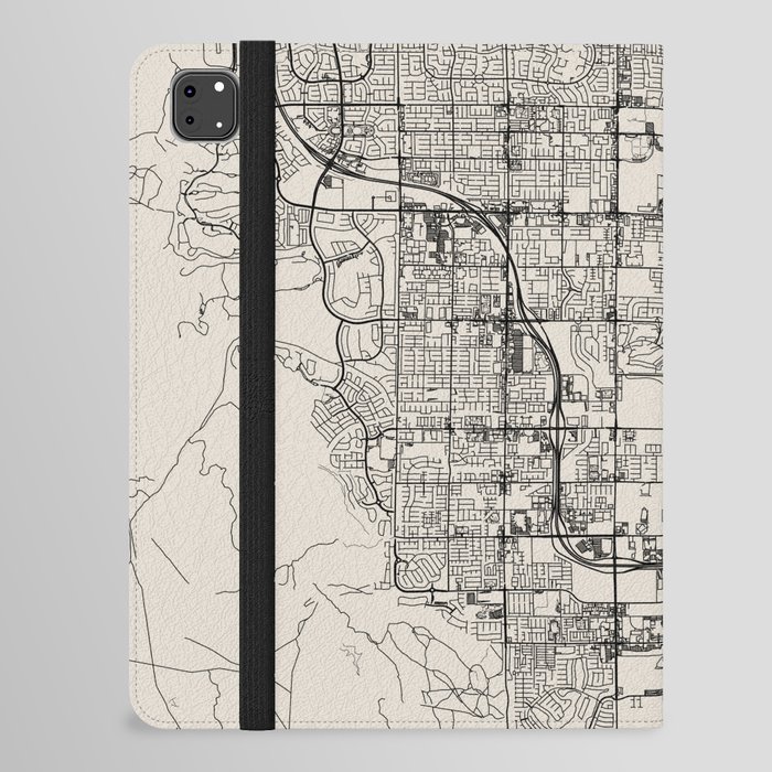 Spring Valley USA - City Map Drawing - Black and White - Aesthetic Design iPad Folio Case