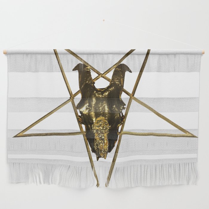 Golden Satanic baphomet pentagram Wall Hanging