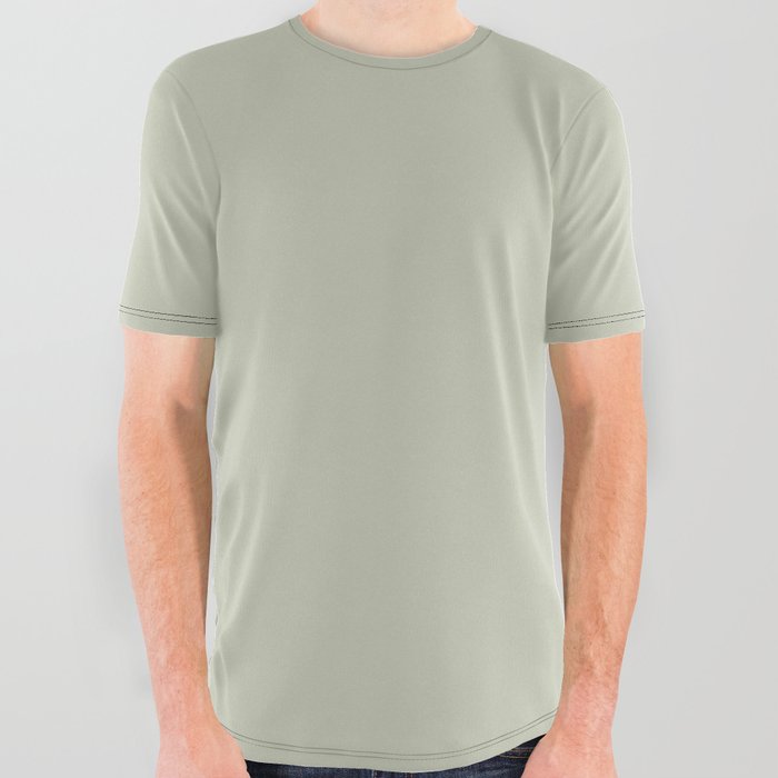 Pastel Spring Green Gray Solid Color Pairs PPG Pale Pine PPG1030-2 - All One Single Shade Hue Colour All Over Graphic Tee