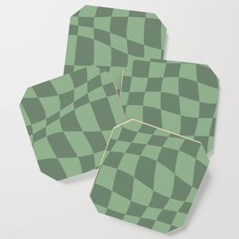 Warped Checkered Pattern (sage green) Coaster