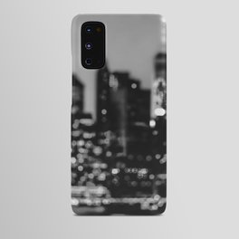 New York City Manhattan skyline at night black and white Android Case