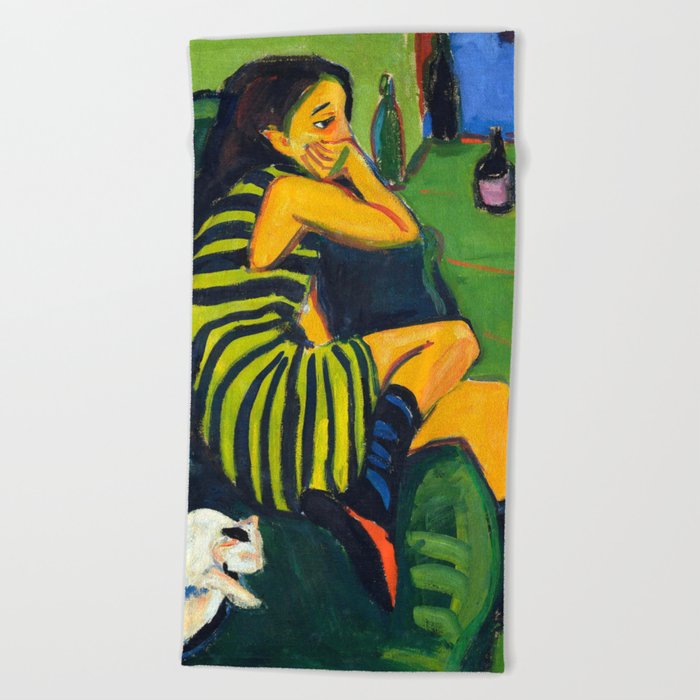 Ernst Ludwig Kirchner Female Artist Marcella 1910 Beach Towel by Julscela |  Society6