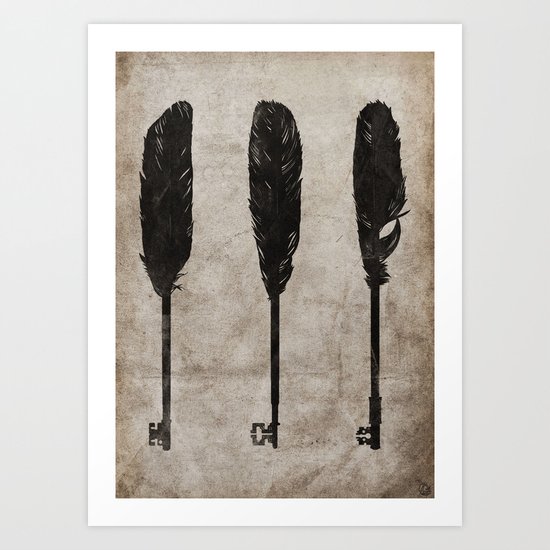 keys/ feathers Art Print