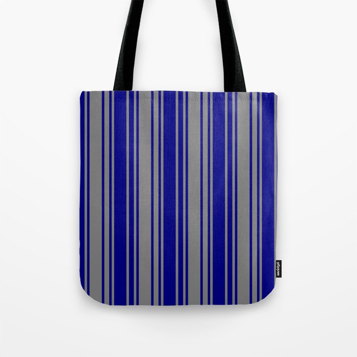 Blue & Grey Colored Stripes/Lines Pattern Tote Bag