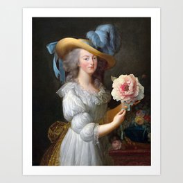 Marie Antoinette with Pink Anemone Flower Art Print