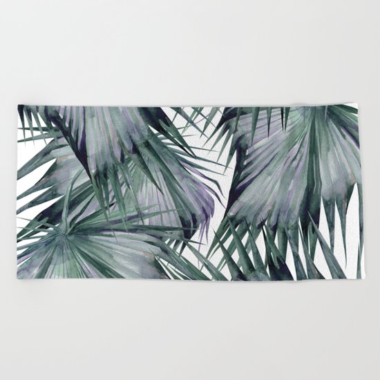 Tropical Leaves Green Beach Towel