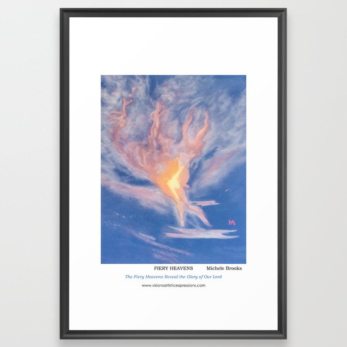 FIERY HEAVENS (with label) Framed Art Print