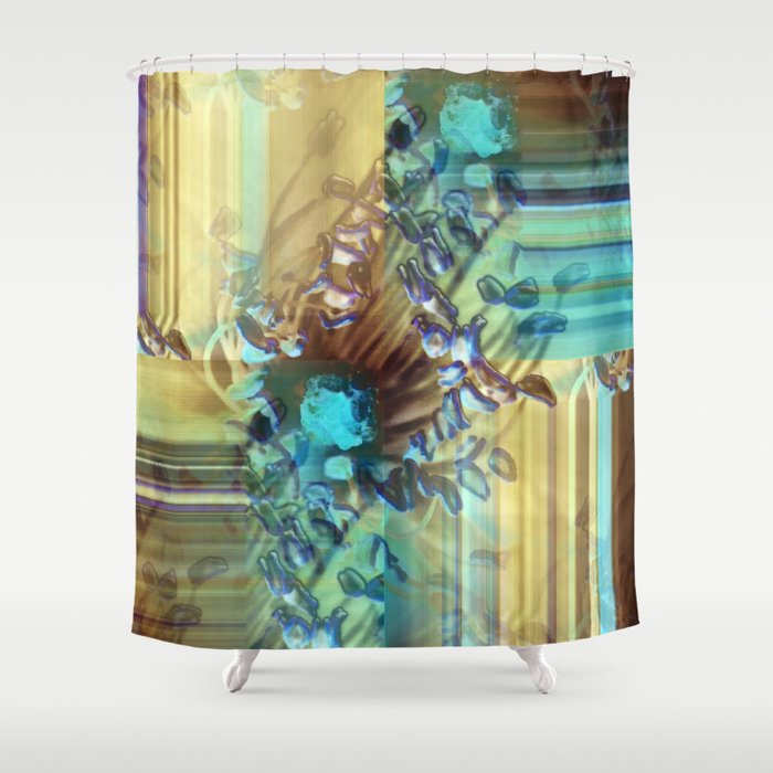 Teal And Brown Lined Abstract Shower Curtain By Bellamahri Society6