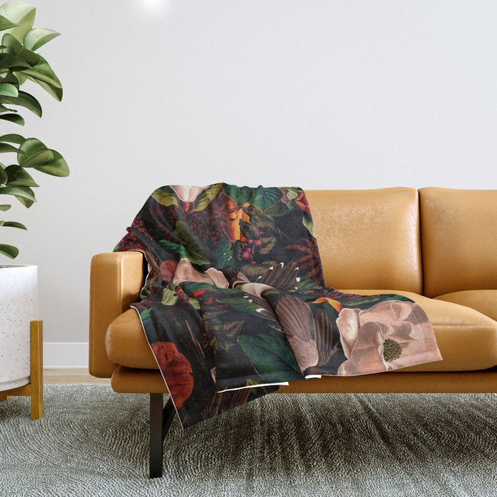 FLORAL AND BIRDS XIV Throw Blanket