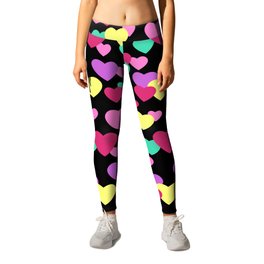 Confetti neon hearts black Leggings | Graphicdesign, Heart Shapes, Confetti, Bold, Valentine, Birthday, Gift Wrapping, Multicolor, Repeated Pattern, Gift Wrap 