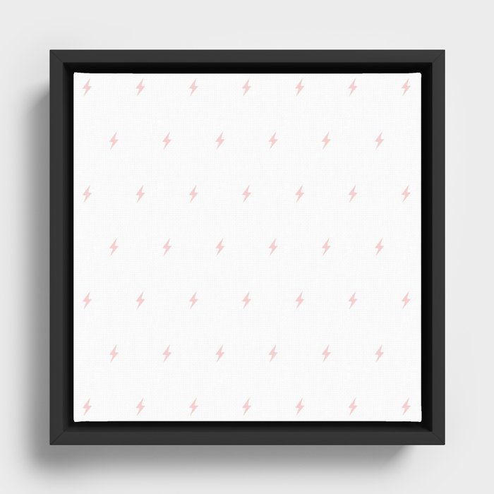 Pastel Pink Lightning Bolt Pattern Framed Canvas
