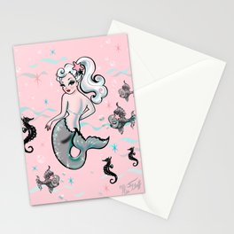 Pearla the Mermaid on Pink Stationery Card