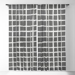 form blocs | strokes grid | off white on black  Sheer Curtain