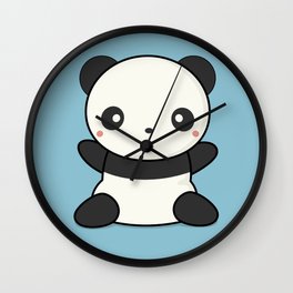 Kawai Cute Hugging Panda Wall Clock | Adorable, Chibipanda, Baby, Chibi, Painting, Whimsical, Cutepanda, Kawaiipanda, Digital, Funnypanda 